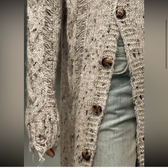Zara Cable Knit Torn Coat Cardigan - Picture 14 of 16